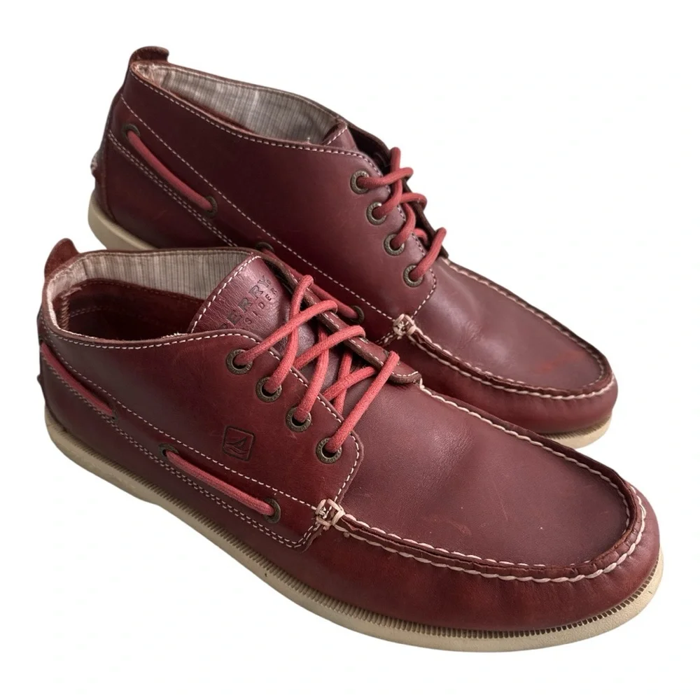Sperry Oxblood Leather Boat Shoes Men’s 12 Top-Sider Deck Moc Toe Nautical